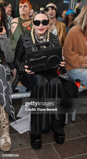 Madonna attends the Central Saint Martins BA Fashion Graduate Show in Granary Square on May 24, 2022 in London, England.