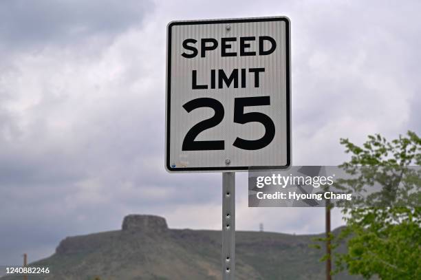 Mph speed limit sign photographed at 19th St. In Golden, Colorado on Tuesday, May 24, 2022.