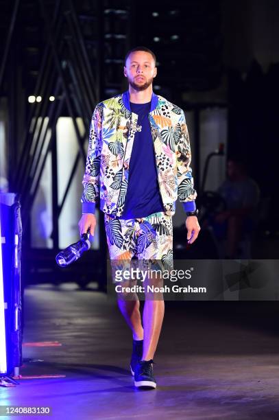 Stephen Curry of the Golden State Warriors arrives to the arena prior to the game against the Dallas Mavericks during Game 4 of the 2022 NBA Playoffs...