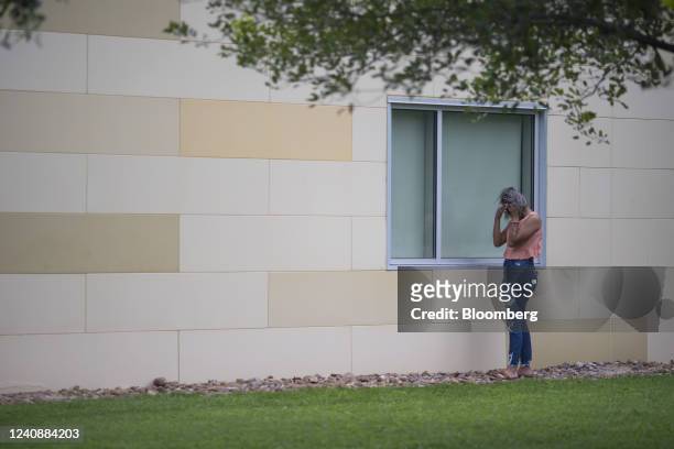 People outside Willie de Leon Civic Center in Uvalde, Texas, US, on Tuesday, May 24, 2022. An 18-year-old gunman opened fire Tuesday at a Texas...