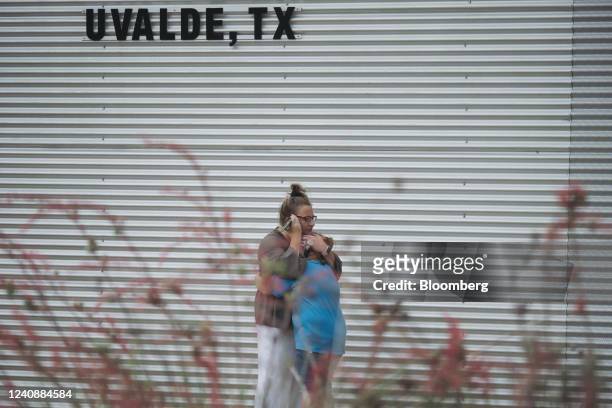 People outside Willie de Leon Civic Center in Uvalde, Texas, US, on Tuesday, May 24, 2022. An 18-year-old gunman opened fire Tuesday at a Texas...
