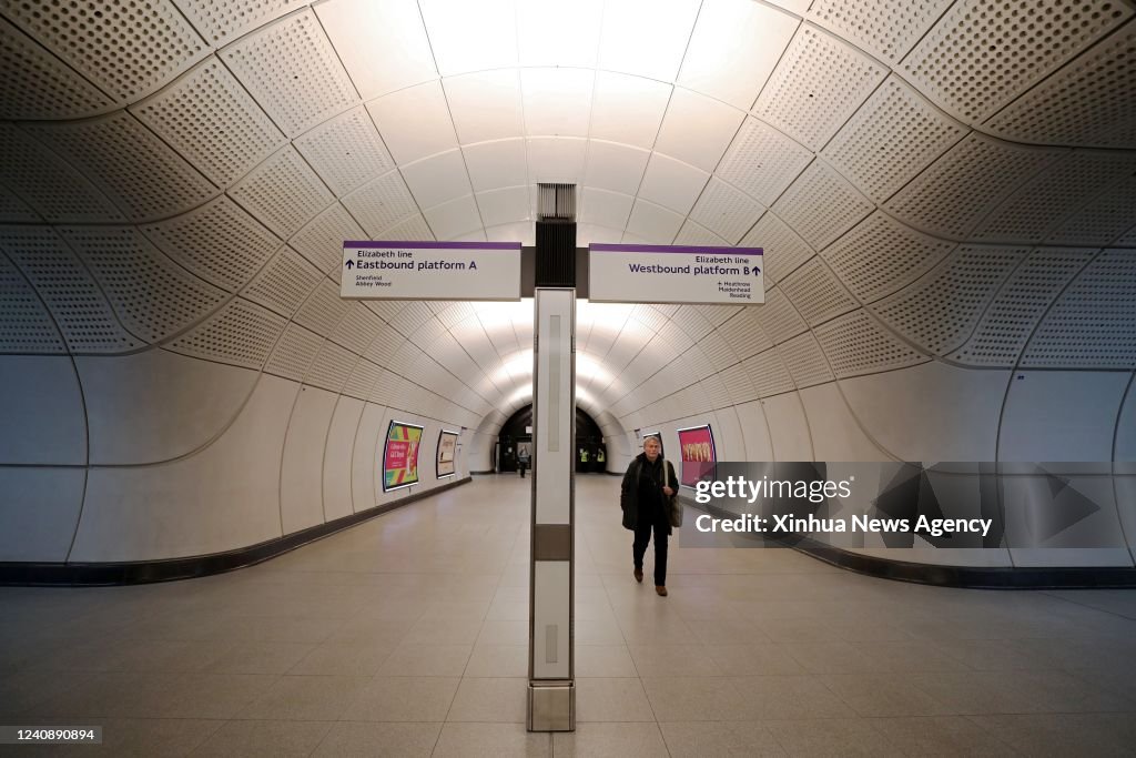 Elizabeth Line Bridge A man walks at Farringdon station of Elizabeth Line in London,... News ...