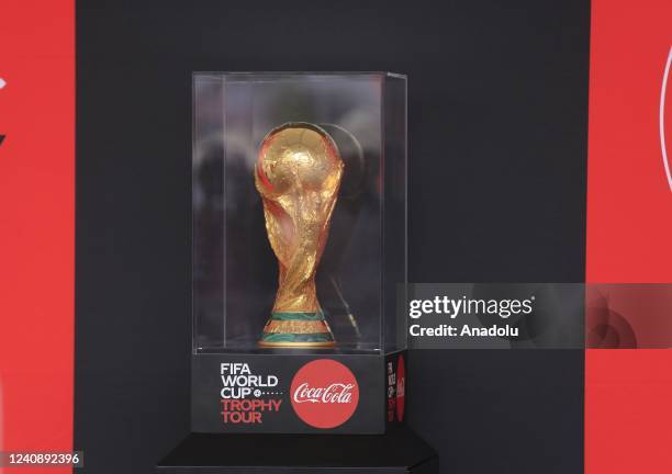 The World Cup Trophy is on display at Meskel Square after it was brought to Ethiopia within the 2022 FIFA World Cup Trophy Tour in Addis Ababa,...