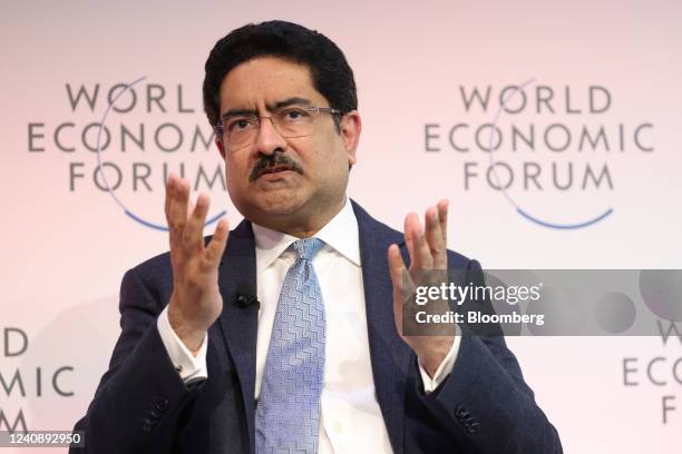 Kumar Mangalam Birla, chairman of Aditya Birla Group, speaks during a panel session on day three of the World Economic Forum in Davos, Switzerland,...