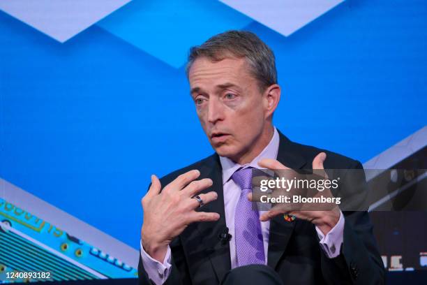 Patrick Gelsinger, chief executive officer of Intel Corp., speaks during a panel session on day three of the World Economic Forum in Davos,...