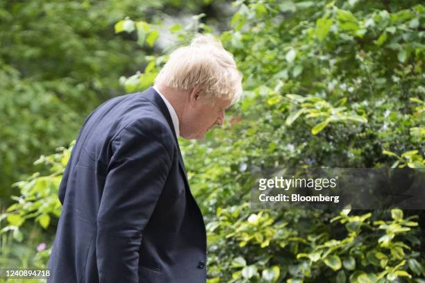 Boris Johnson, UK prime minister, leaves his residence to deliver a news conference in London, UK, on Wednesday, May 25, 2022. Johnson and his senior...