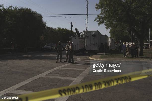 Law enforcement outside Robb Elementary School in Uvalde, Texas, US, on Wednesday, May 25, 2022. President Joe Biden mourned the killing of at least...