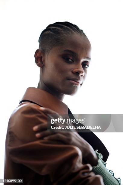 Guyanese-born British actress and producer Letitia Wright poses during a portrait session, on the sidelines of the 75th edition of the Cannes Film...