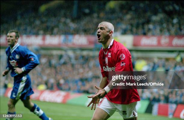 April 1997 Sheffield, Coca Cola Cup Final Replay, Leicester City v Middlesbrough, Fabrizio Ravanelli of Middlesbrough.