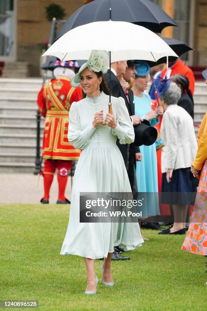 Catherine, Duchess of Cambridge attends a Royal Garden Party at Buckingham Palace on May 25, 2022 in London, England.