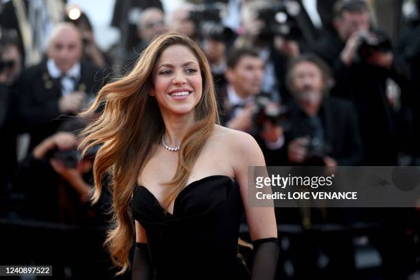 Colombian singer Shakira arrives for the screening of the film "Elvis" during the 75th edition of the Cannes Film Festival in Cannes, southern...