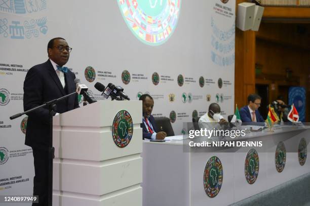 Dr Akinwuni A. Adesina , President of the African Development Bank Group, speaks during the signing of the Ghana Solar Photovoltaic-Based Net...