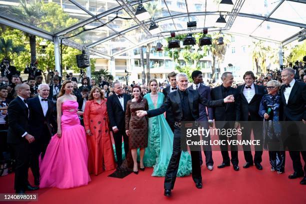 Australian director Baz Luhrmann arrives with cast members Producer Schuyler Weiss, producer Patrick McCormick, Australian actress Natasha Bassett,...