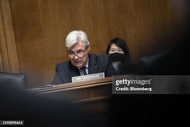 Senator Sheldon Whitehouse, a Democrat from Rhode Island, speaks during the confirmation hearing for Steven Dettelbach, director of the Bureau of...