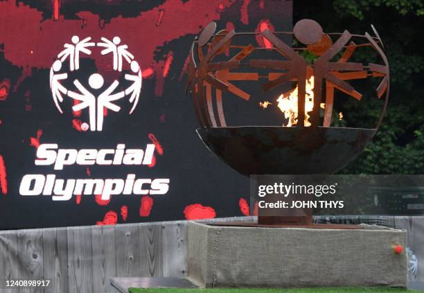 Illustration picture shows the flame the opening ceremony of the 38th edition of the National Games of Special Olympics Belgium, at Sports Center...