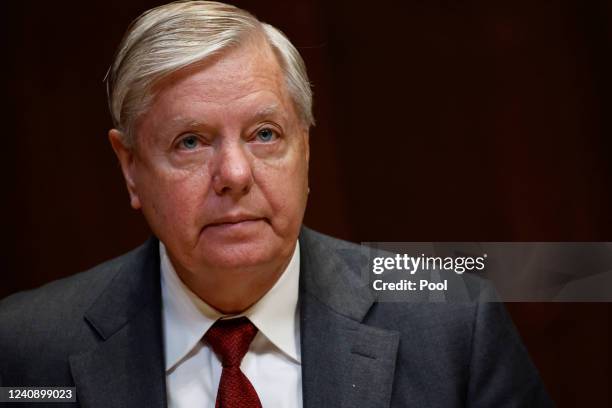 Sen. Lindsey Graham attends a Senate Appropriations Subcommittee hearing on May 25, 2022 in Washington, DC. The hearing is titled "A Review of the...