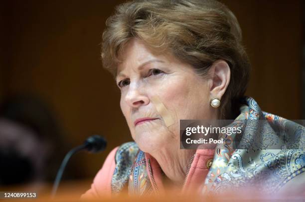 Sen. Jeanne Shaheen, D-NH, looks on during a Senate Appropriations Subcommittee hearing with Director of the Federal Bureau of Investigation...