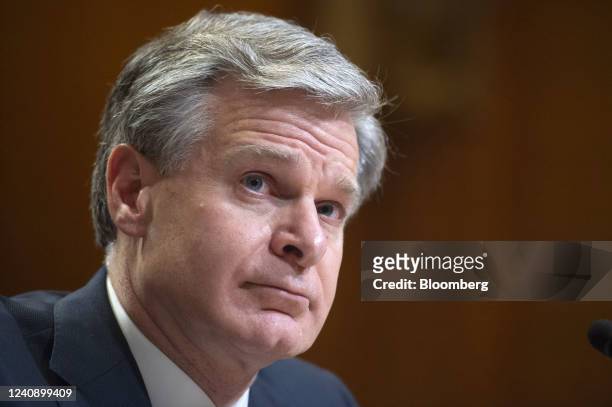 Christopher Wray, director of the Federal Bureau of Investigation , during a Senate Appropriations Subcommittee hearing in Washington, D.C., US, on...
