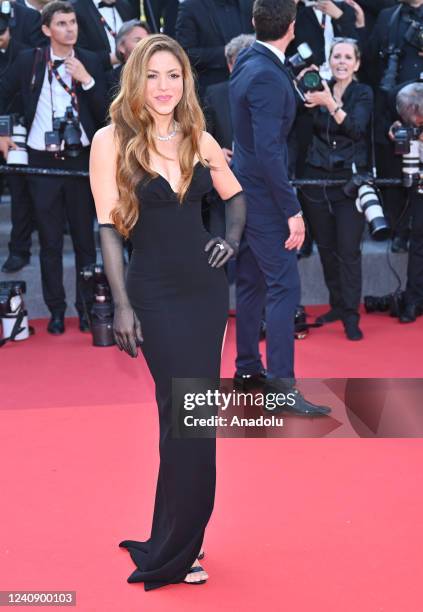 Colombian singer Shakira arrives for the screening of the film âElvisâ at the 75th annual Cannes Film Festival in Cannes, France on May 25, 2022.