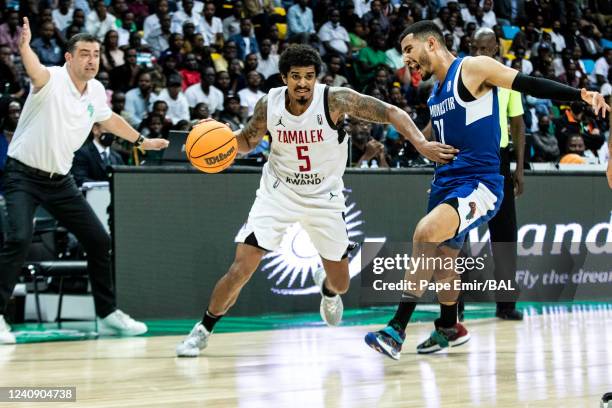 Edgar Sosa of the Zamalek drives to the basket during the game against the Union Sportive Monastirienne on May 25, 2022 at the Kigali Arena. NOTE TO...