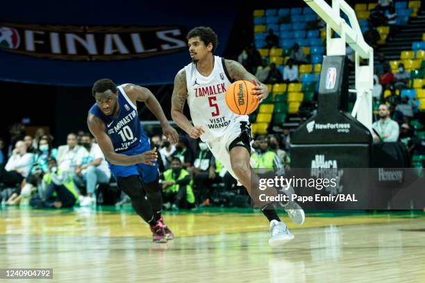 Edgar Sosa of the Zamalek dribbles the ball during the game against the Union Sportive Monastirienne on May 25, 2022 at the Kigali Arena. NOTE TO...