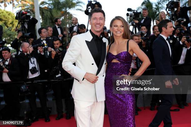 Soccer player Robert Lewandowski and Anna Lewandowska attend the screening of "Elvis" during the 75th annual Cannes film festival at Palais des...