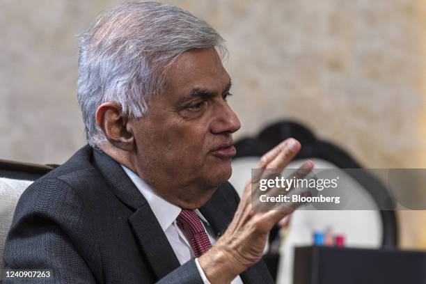 Ranil Wickremesinghe, Sri Lanka's prime minister and finance minister, speaks during an interview in Colombo, Sri Lanka, on Wednesday, May 25, 2022....