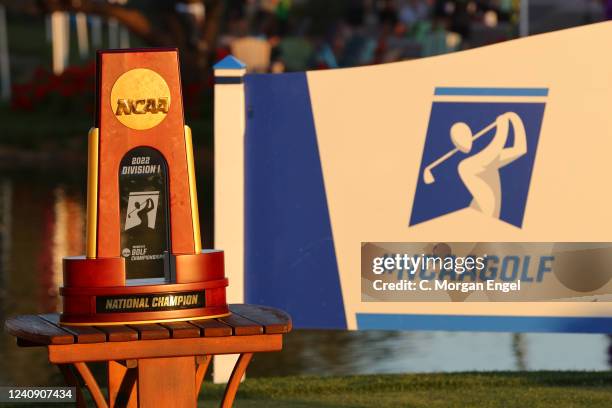 The national champion trophy is seen during the Division I Womens Golf Championship held at the Grayhawk Golf Club on May 25, 2022 in Scottsdale,...