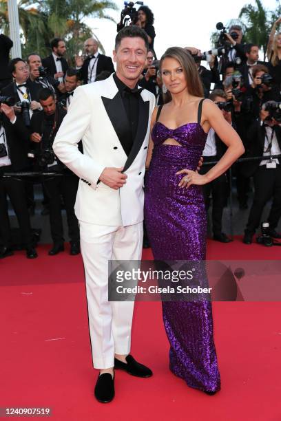 Soccer player Robert Lewandowski and Anna Lewandowska attend the screening of "Elvis" during the 75th annual Cannes film festival at Palais des...