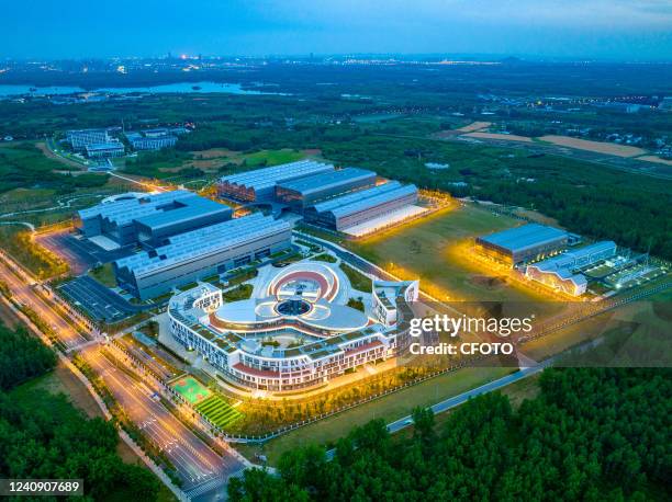 Aerial photo taken on May 22, 2022 shows the administrative building, experimental plant and power distribution room of the comprehensive research...