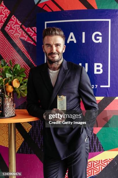 In this handout by Haig, David Beckham sips on the drink of the summer, Haig Club Mediterranean Orange, launching a series of Master Classes in the...