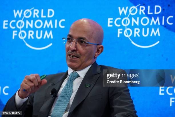 Mohammed Al-Jadaan, Saudi Arabia's finance minister, speaks during a panel session on day three of the World Economic Forum in Davos, Switzerland, on...