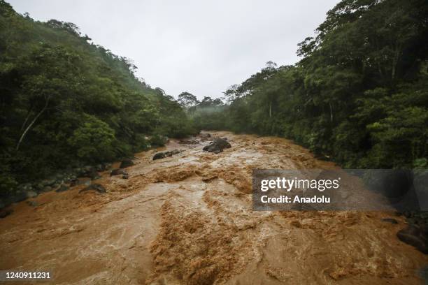 Mocoa's river mighty during a heavy rain at the Amazon observation place in Mocoa, Putumayo, Colombia on May 25, 2022. Colombia is generally less...