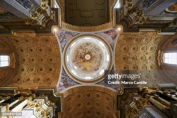 View of the ceiling of the "Girolamini" church in Naples, just opened, after the restoration, for the visit of the minister for cultural heritage,...