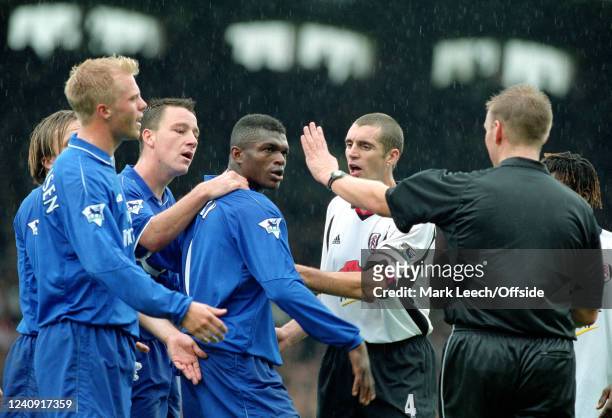 September 2001, London, Premier League - Fulham v Chelsea - John Terry of Chelsea and Fulham captain Andy Melville try to stop Chelsea captain Marcel...