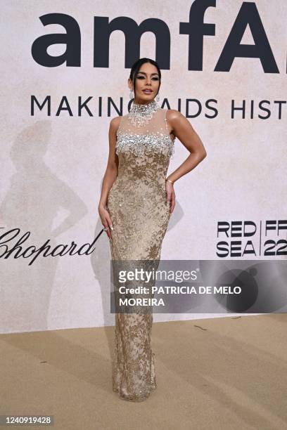 Actress Vanessa Hudgens arrives on May 26, 2022 to attend the annual amfAR Cinema Against AIDS Cannes Gala at the Hotel du Cap-Eden-Roc in Cap...