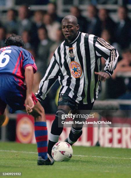 September 1997 Newcastle-upon-Tyne - UEFA Champions League - Newcastle United v FC Barcelona - Faustino Asprilla of Newcastle.