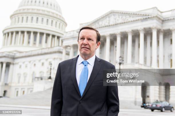 Sen. Chris Murphy, D-Conn., arrives to a rally outside the U.S. Capitol to demand the Senate take action on gun safety on Thursday, May 26 in the...