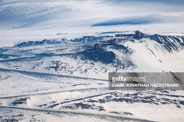The Gruve 7, the last coal mine still in operation in Norway, is pictured near Longyearbyen on May 4 on the Svalbard Archipelago, northern Norway. -...