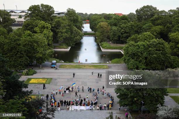 Participants gather at Lazienki park after the rally. The Manifestation of Mothers was organised on Mother's Day in Poland as a solidarity event with...