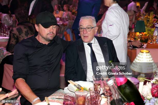 Leonardo DiCaprio and Robert De Niro attend the amfAR Cannes Gala 2022 at Hotel du Cap-Eden-Roc on May 26, 2022 in Cap d'Antibes, France.