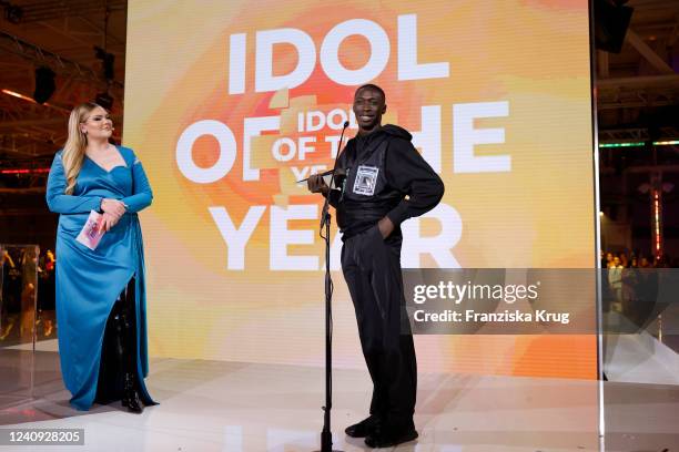 Nikkie de Jager aka NikkieTutorials and Khaby Lame during the ABOUT YOU Awards Europe 2022 at Superstudio Maxi on May 26, 2022 in Milan, Italy.