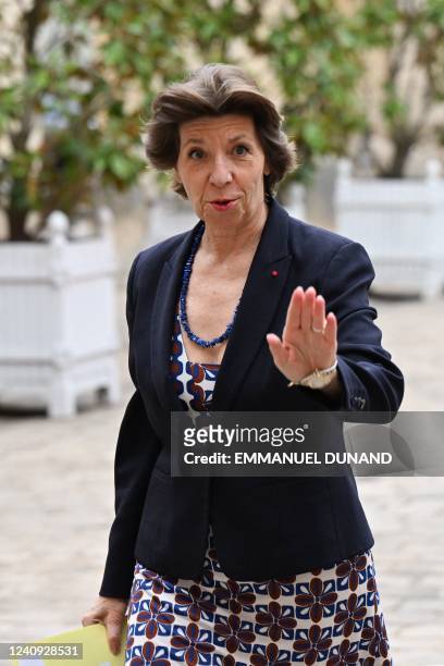 France's Minister for Europe and Foreign Affairs Catherine Colonna arrives for a meeting held by the new French Prime Minister at the Hotel Matignon...