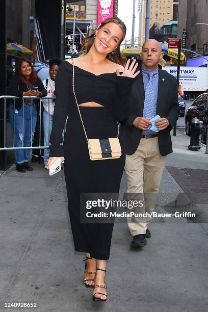 Camilla Luddington is seen arriving at 'Good Morning America' Sgow on May 26, 2022 in New York City.