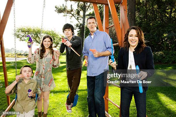 The cast of The Middle: Patricia Heaton, Eden Sher, Neil Flynn, Charlie McDermott and Atticus Shaffer are photographed for TV Guide Magazine on...