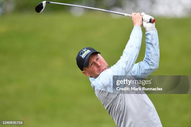 Matt Ford of England plays his tee shot to the 1st hole during day two of the Farmfoods Scottish Challenge supported by The R&A 2022 at Newmachar...