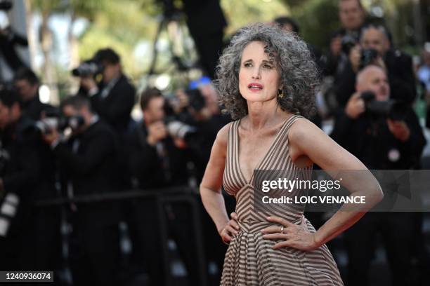 Actress Andie MacDowell arrives for the screening of the film "Mother And Son " during the 75th edition of the Cannes Film Festival in Cannes,...