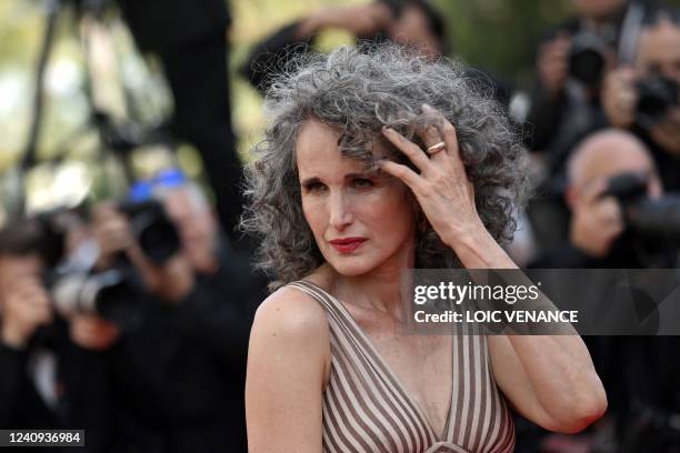 Actress Andie MacDowell arrives for the screening of the film "Mother And Son " during the 75th edition of the Cannes Film Festival in Cannes,...