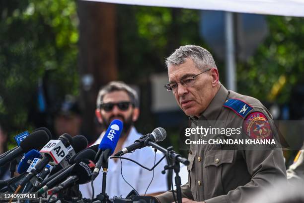 Director and Colonel of the Texas Department of Public Safety Steven C. McCraw speaks during a press conference outside Robb Elementary School in...