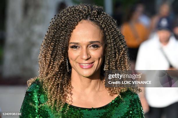 Angolan businesswoman Isabel Dos Santos smiles as she leaves the screening of the film "Mother And Son " during the 75th edition of the Cannes Film...